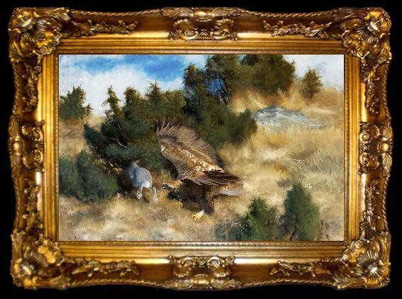 framed  bruno liljefors orn jagande hare, ta009-2